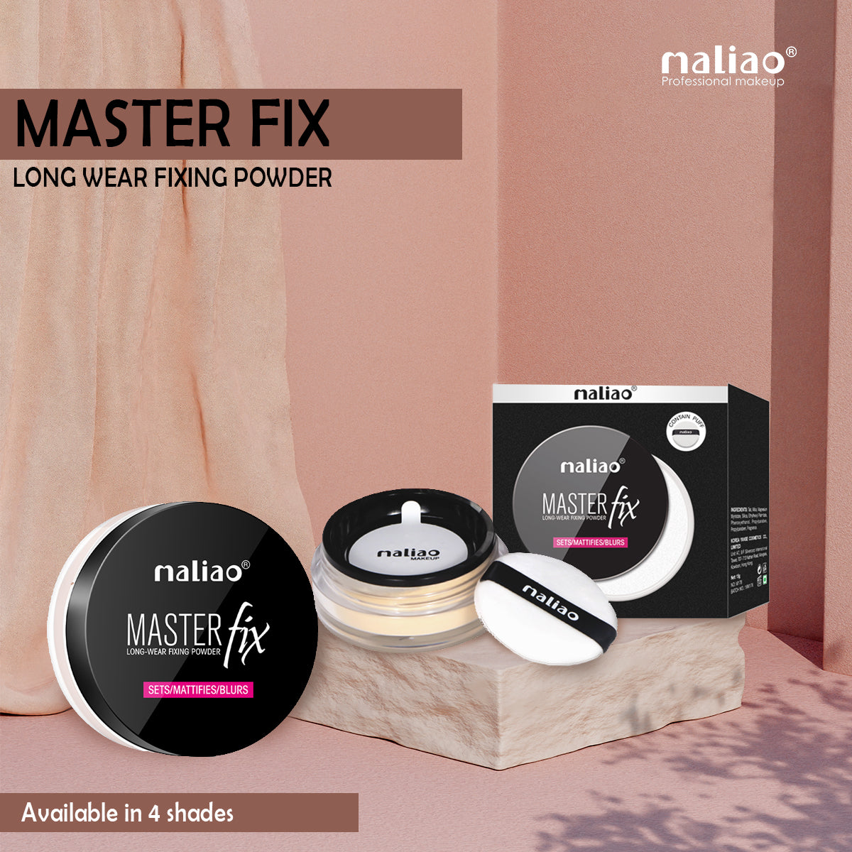 Maliao Master Fix Long Wear Compact Powder - Smooth Finish for All-Day Beauty